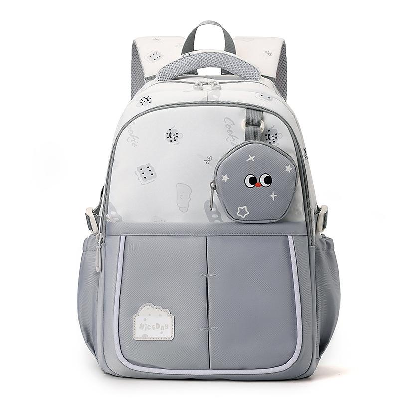 

Cute Cartoon Nylon Backpack for Kids – Lightweight School Bag with Cookie Design, Adjustable Straps and Multiple Pockets сірий