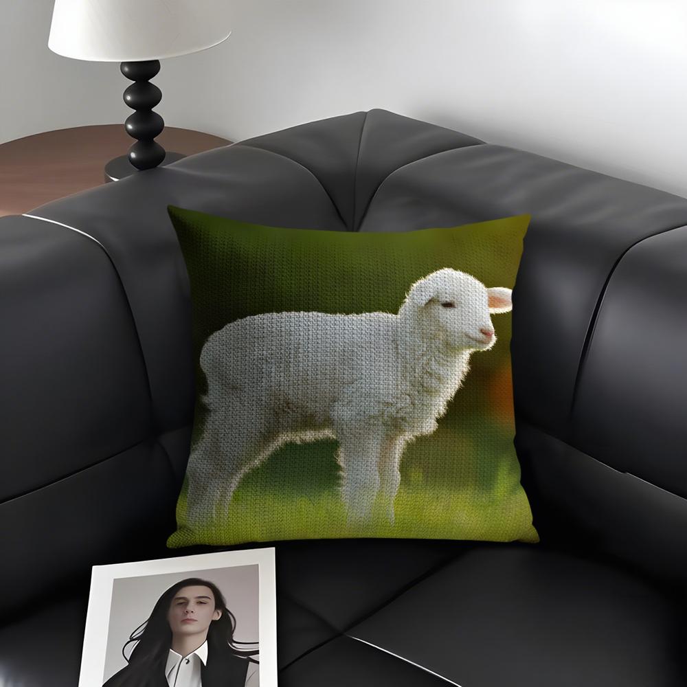 

Sheep Cute Cushion Cover Natural Linen Organic Fabric DoubleSided Printing Sofa Home Decor Gift Pillow Case 30x30cm
