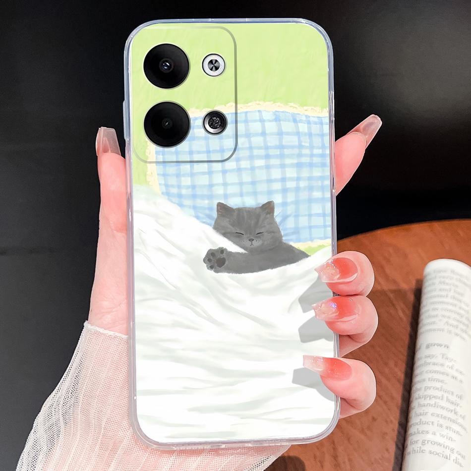 For Oppo Reno 9 Pro Plus 5G Phone Case Lovely Cartoon Soft TPU Transparent Silicone Lightweight Back Cover For Oppo Reno9 Funda