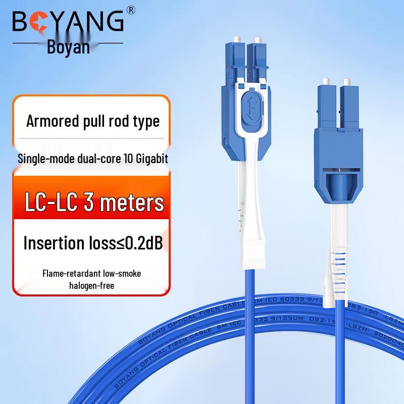 

BOYANG OS2 Armored Single-Mode LC-LC Fiber Optic Patch Cable, 3m