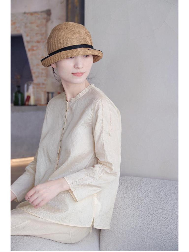 Autumn 2021 Retro Chinese Style Tussah Mulberry Silk Stand Collar Loose Long Sleeve Casual Women's Shirt