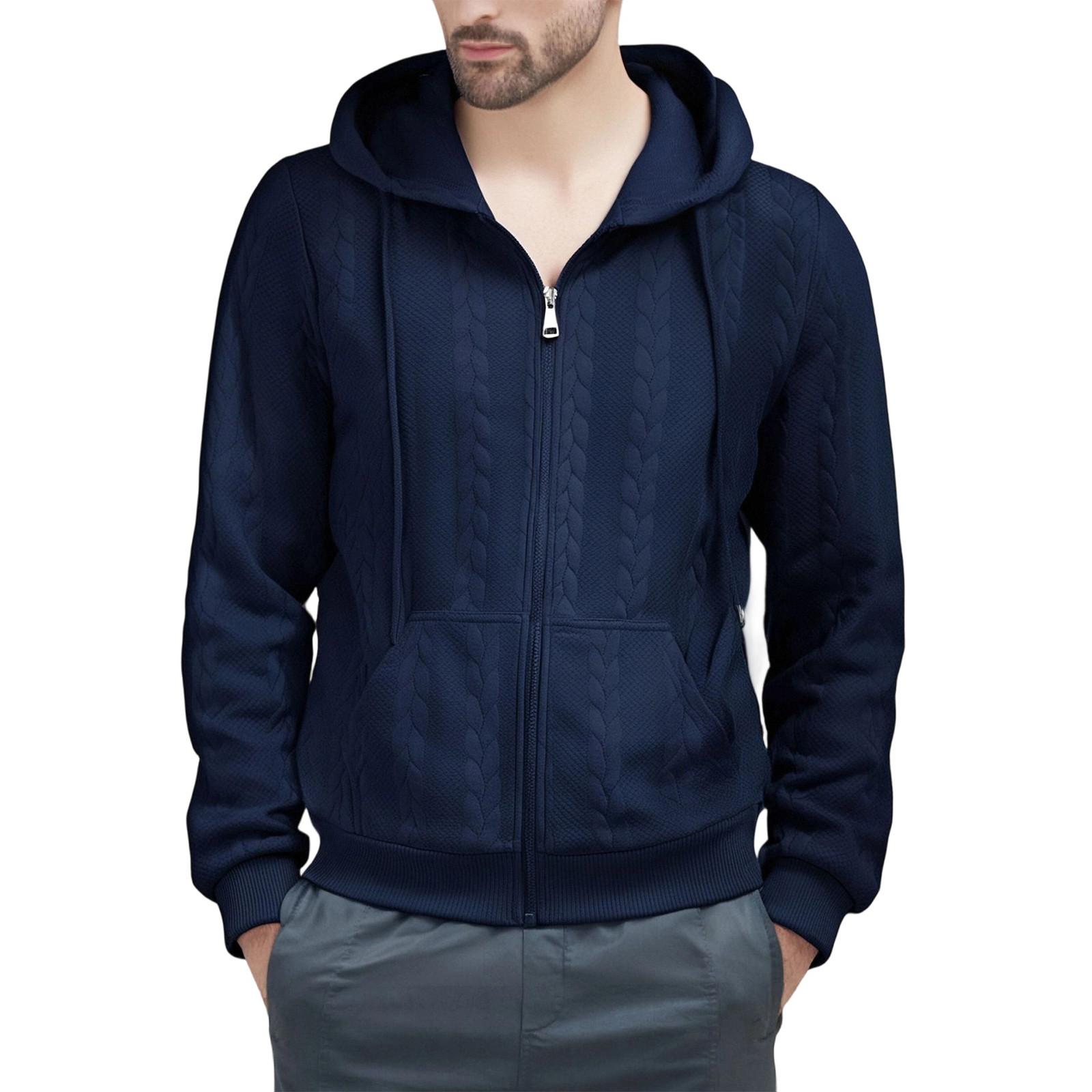 

Hooded Sports Tracksuit Unisex Running Outfits Long Sleeve Pullover Hoodies Sweatshirt M Темно-синій