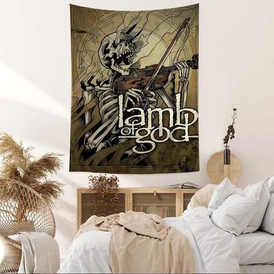 American Metal Band L-Lamb Of God Tapestry Art Printing Japanese Wall Tapestry Anime Wall Hanging Home Decor