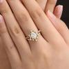 Inlaid Moonstone Colored Treasure Ring, Women's Fashion Versatile Water Drop Zircon Star and Moon Ring
