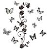 Fashion 3D Home Wall Fashion Decor Butterfly Wall Stickers Black Flower Rattan Living Room Background Room Wall Stickers Dark