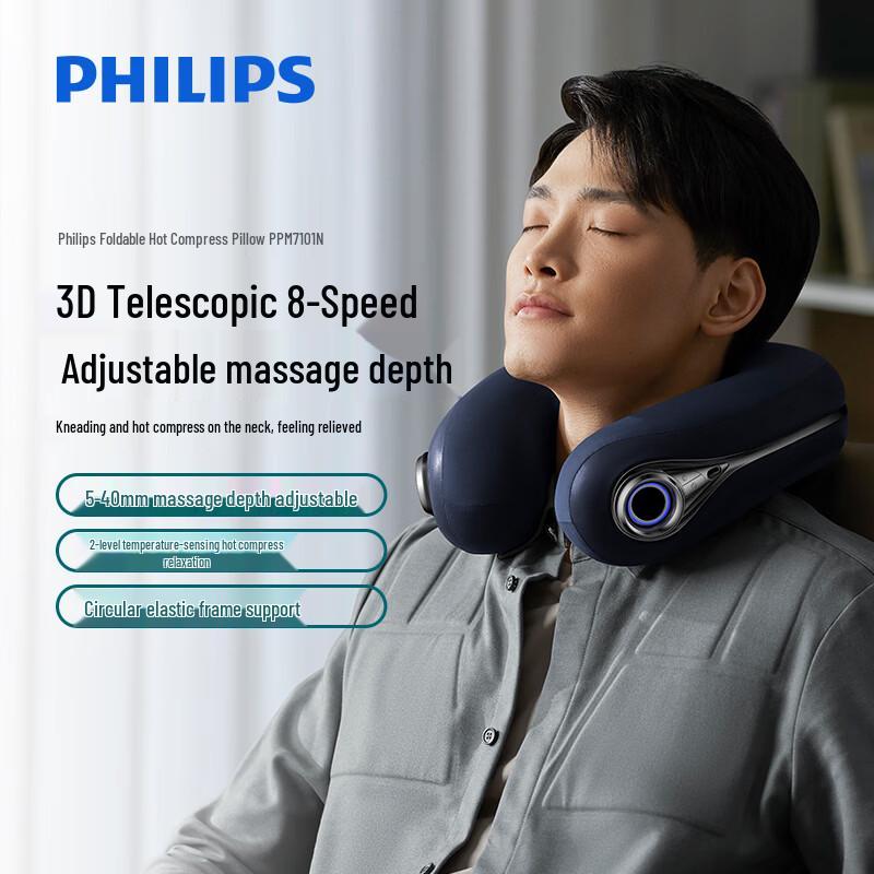Philips 3D Retractable Neck Massager with Heat CN plug (adapter included)