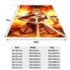 Anime Character with Fiery Energy Blanket - Dynamic Design Featuring Confident Anime Hero with Long Blonde Hair and Sword Surrou