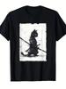 Vintage Ukiyo-e Samurai Cat Graphic T-Shirt Japanese Retro Art Tee