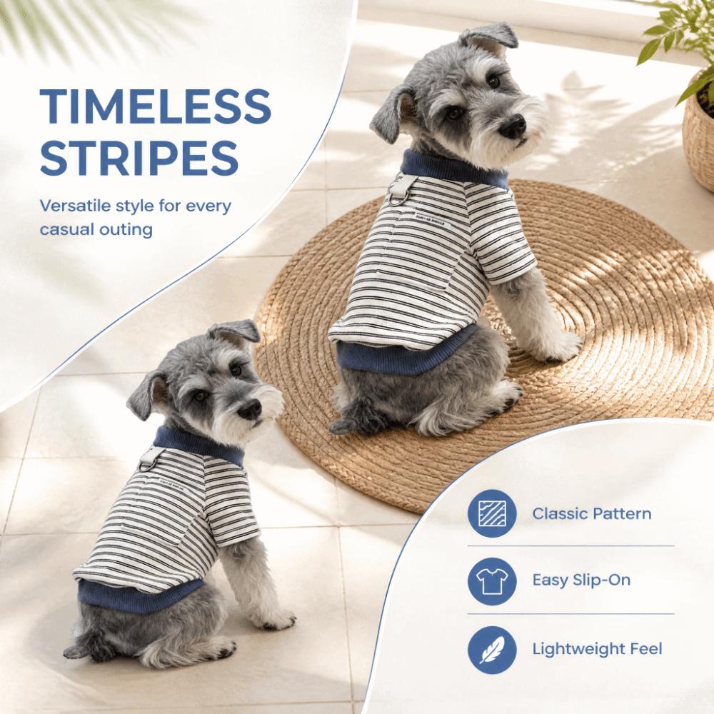Stylish and Cool Dog Striped Shirt Crew-Neck Dog T Shirts Cat Outfit Dog Two Legged Clothes  Autumn