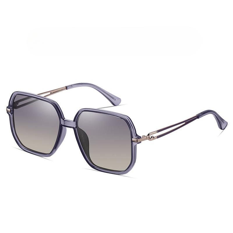 Modische polarisierte Sonnenbrille für Damen Polygonale große Fassung Sonnenschutzbrille TAC Casual Sonnenbrille