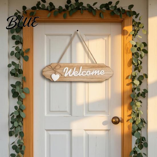 Rustic Hanging Door Decoration Wooden Welcome Pastoral Sign Decor Front Style Wall Halloween Hanger Ornament with Hemp Rope for