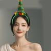 Christmas Hat Furry Christmas Tree Hair Hoop with Glitter Headbands Cute Headpiece for Halloween Party Decoration  Green