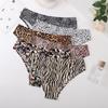 Female Summer Sexy Animal Print A Piece of Ice Silk No Trace Breathable Waist Thong Underwear