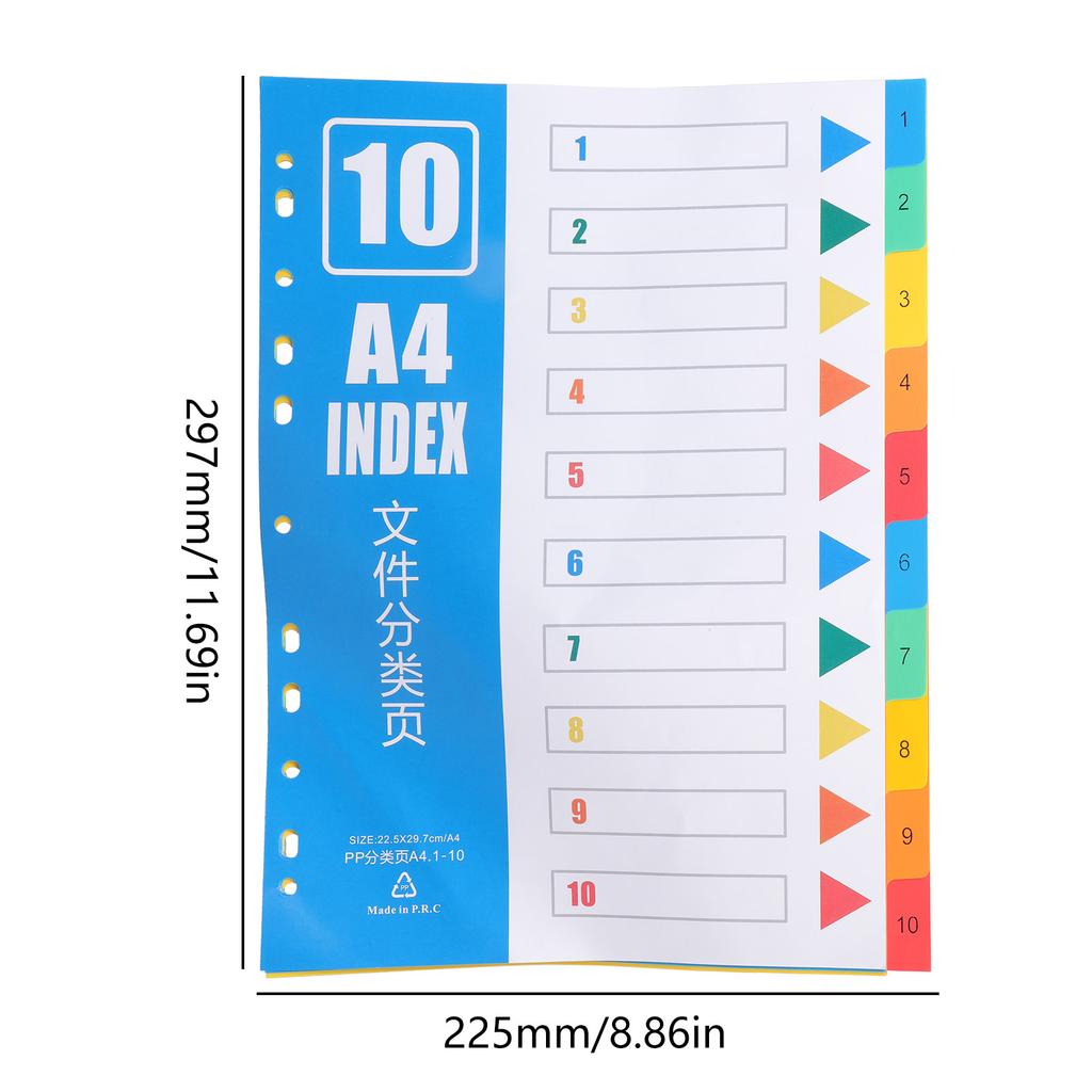 2x A 4 File Dividers Multifunctional Index Dividers Folder Dividers for Students