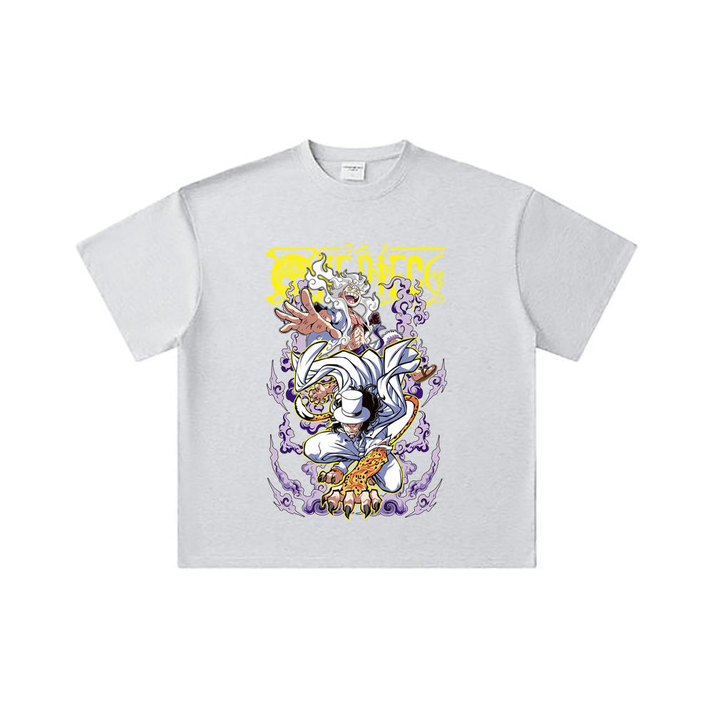 260 GSM Double Yarn 32 Count 100% Cotton One Piece V64 Luffy Lucci Print Unisex Heavy Cotton T Shirt