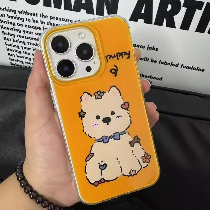 

Single Layer Yellow Bottom West Highland for Apple 16promax Mobile Phone Case for IPhone15 Mobile Phone Case New Model 13p For Apple 6
