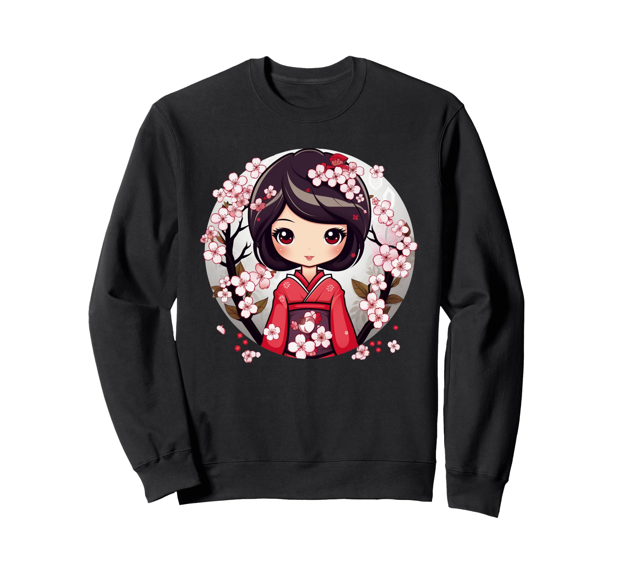 

Cute cherry blossom kokeshi doll I Kokeshi sweatshirt чёрный
