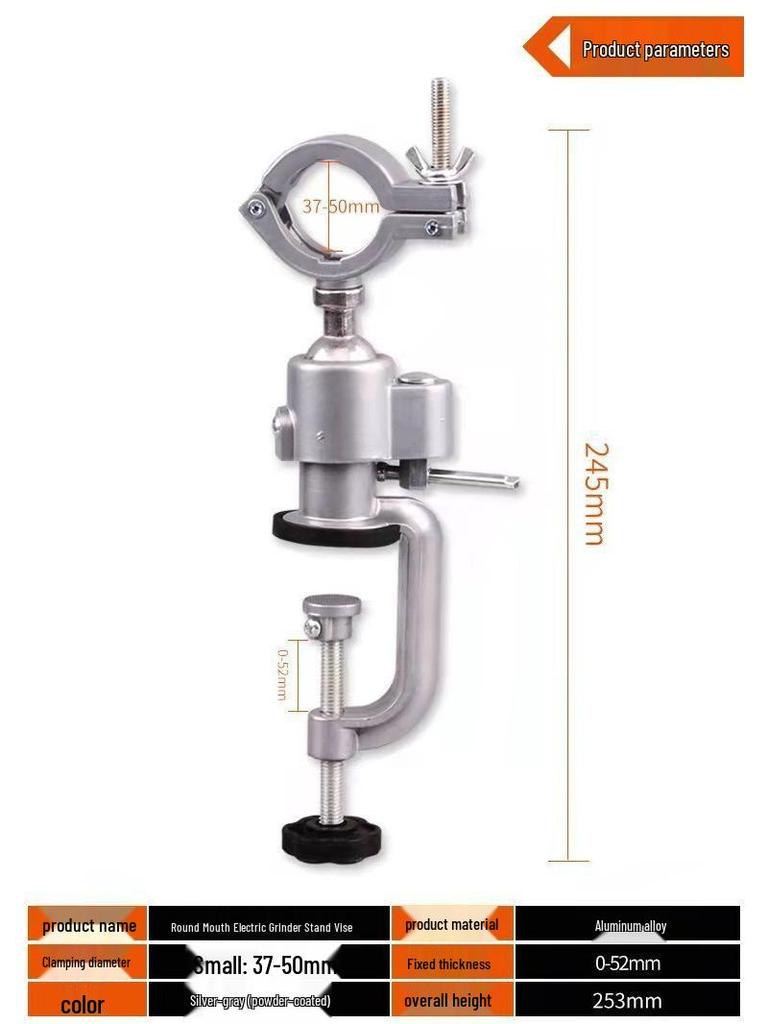 Multifunctional Aluminum Vise & Drill Bracket: Rotating Bench Vise, Mini Hand Drill, Electric Grinder Holder