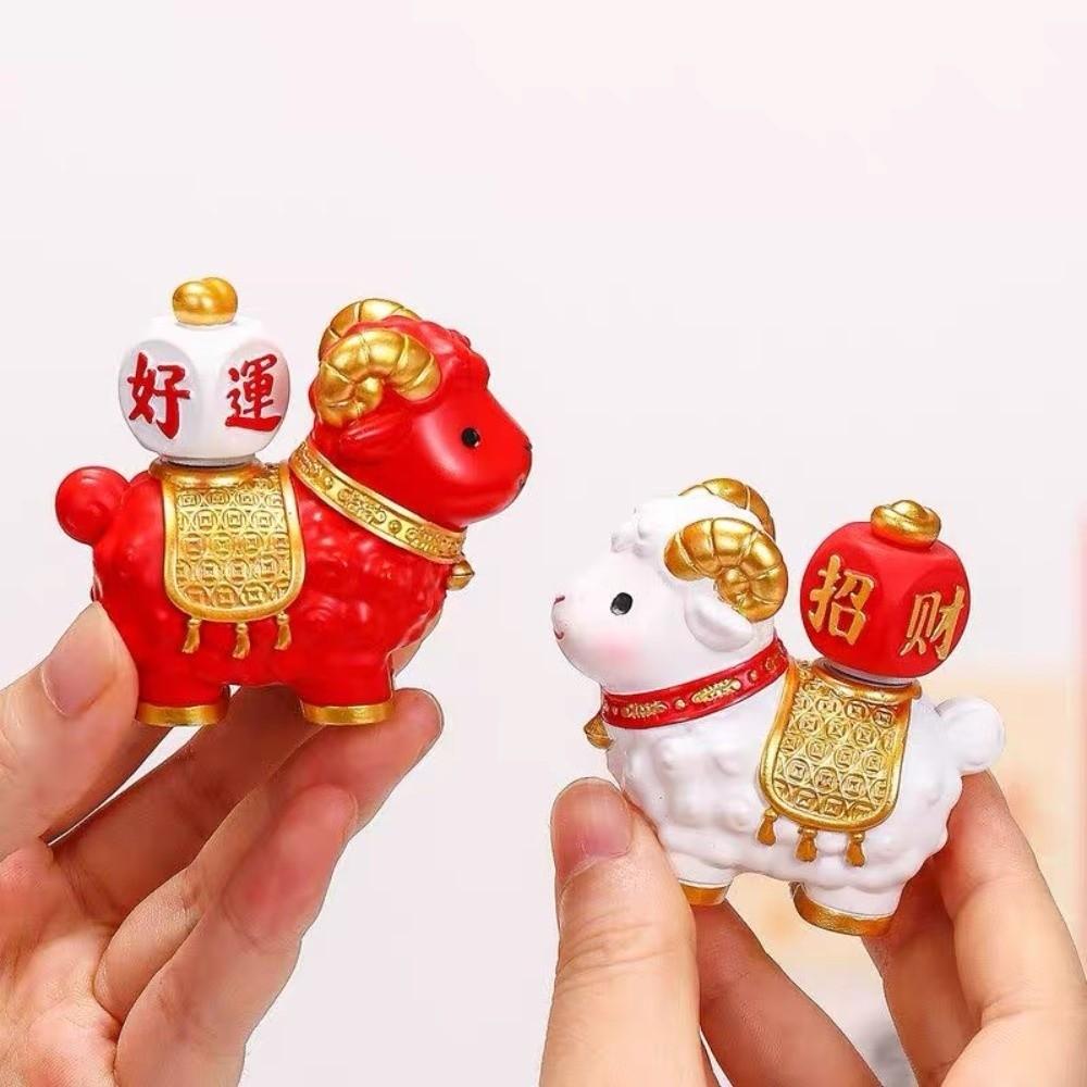 Rotating Goat Figurine Chinese Style Zodiac Goat Ornament Auspicious Sheep Ornament Living Room