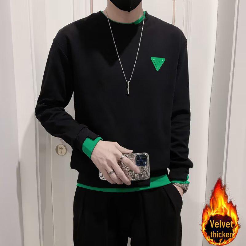 

Мужской модный свободный свитер-пуловер: Верх из бархата с длинными рукавами, весна/осень L