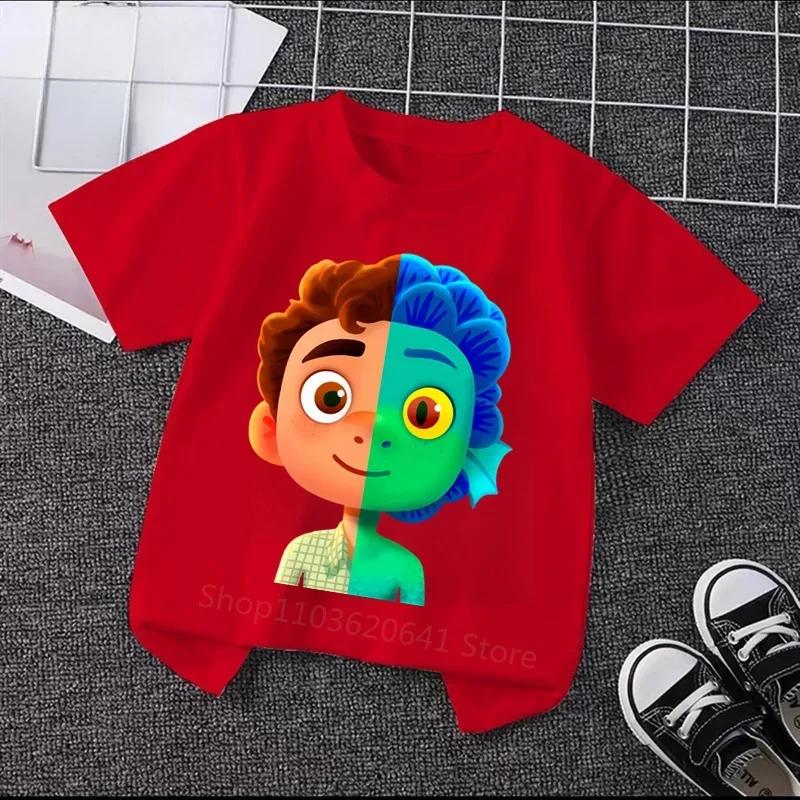 2025 Disney Luca Charming Shorts - Cute Cartoon Game Print T-Shirt For Kids, Ideal For Boys & Girls' Fun Days
