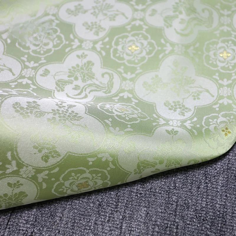 100x150cm High End Jacquard Fabric Small Golden Osmanthus Lotus Flower Brocade Fabric for Cheongsam Horse Face Skirt DIY Sewing