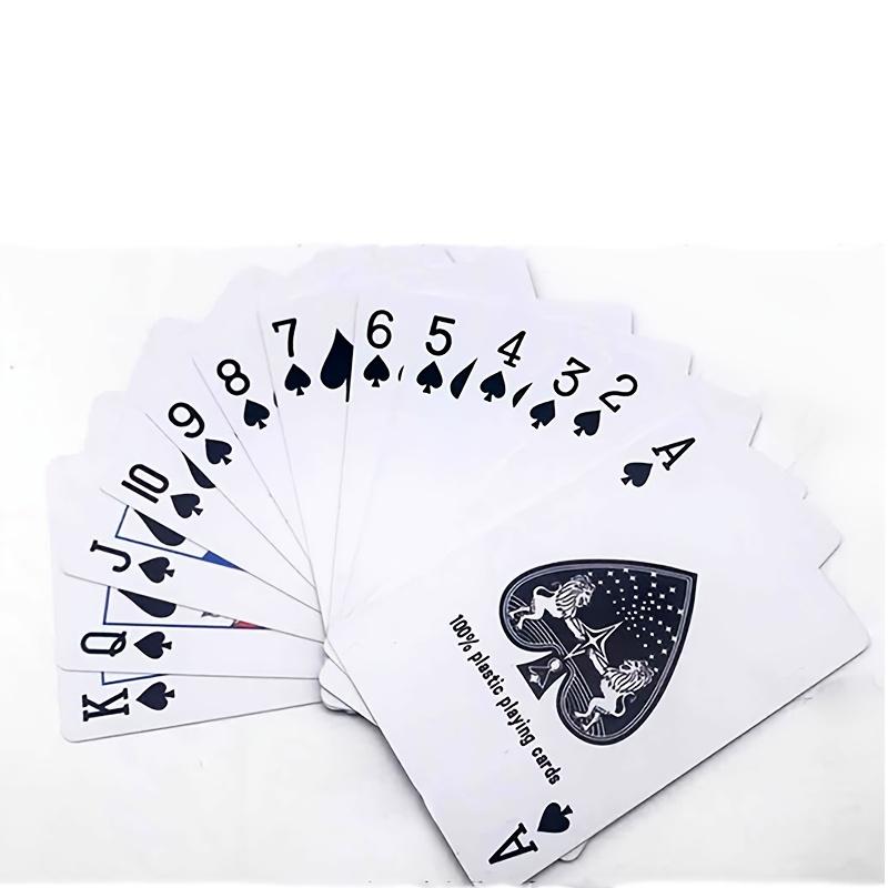 1 Deck Washable Blue Plastic Playing Cards with 50 Round Table Game Accessories Arabic Entertainment Card Deck