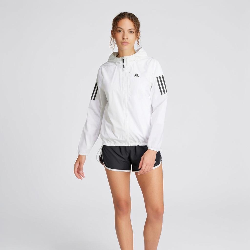 adidas Jaqueta com Capuz de Manga Comprida Listrada Colorblock Own The Run Feminina Agasalho Branco IK7445