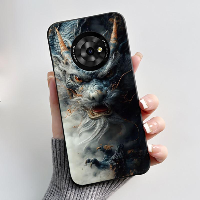 Casing For TCL Suixuetang M1 / OneTouch T615N Phone Case Luxury Dragon Cute Cool Boys Girls Soft Silicone Back Cover Black Shell