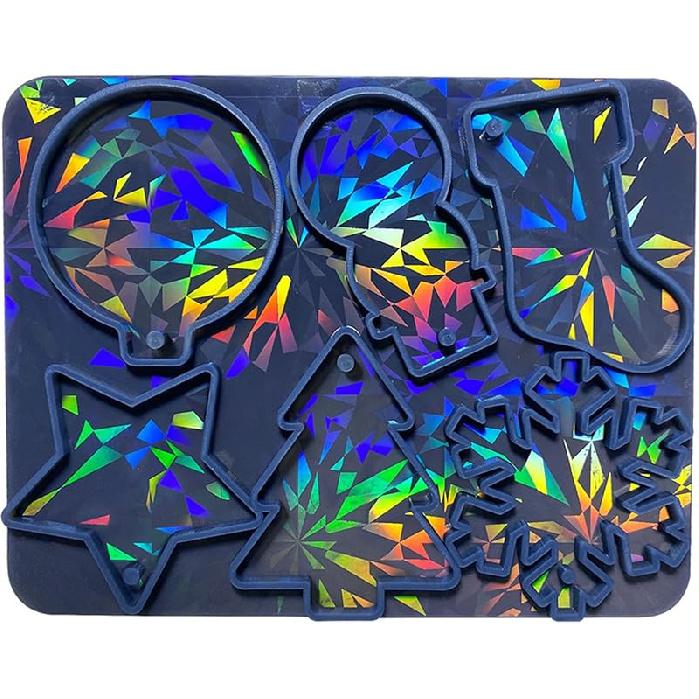 Holographic Christmas Silicone Mold for Ornaments Snowman Resin Mold Christmas Tree Snowflake Pendant Epoxy Molds
