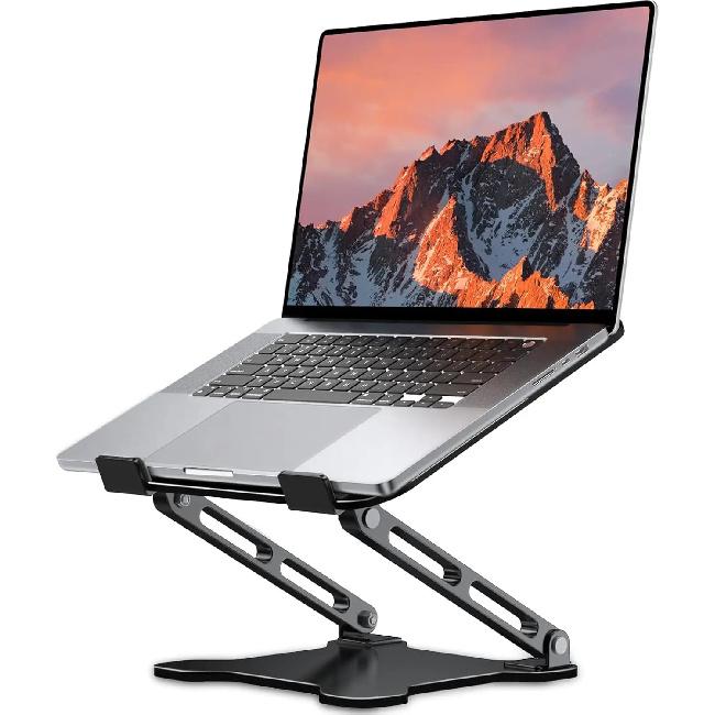 Adjustable Metal Laptop Stand, Foldable & Ventilated Cooling Riser for 10-15.6" Notebooks, Ergonomic Desk Solution