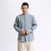 Ma Fan Buyi 2025 Chinese Style Men's Linen Shirt with Coconut Button and Stand Collar