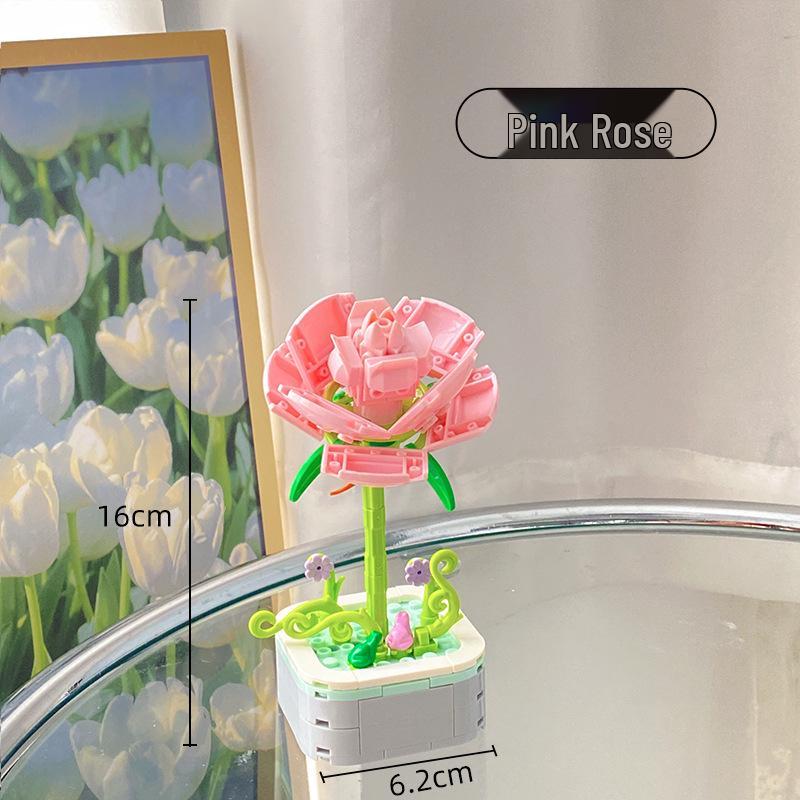 Children's Educational DIY Flower Building Blocks Compatible with LEGO - Handmade Cartoon Toy Set for Elementary Students