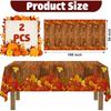 2 PCS Fall Plastic Tablecloth Disposable Maple Leaf Table Covers Thanksgiving Wood Grain Tablecloths for Autumn Harvest Party Farmhouse Table