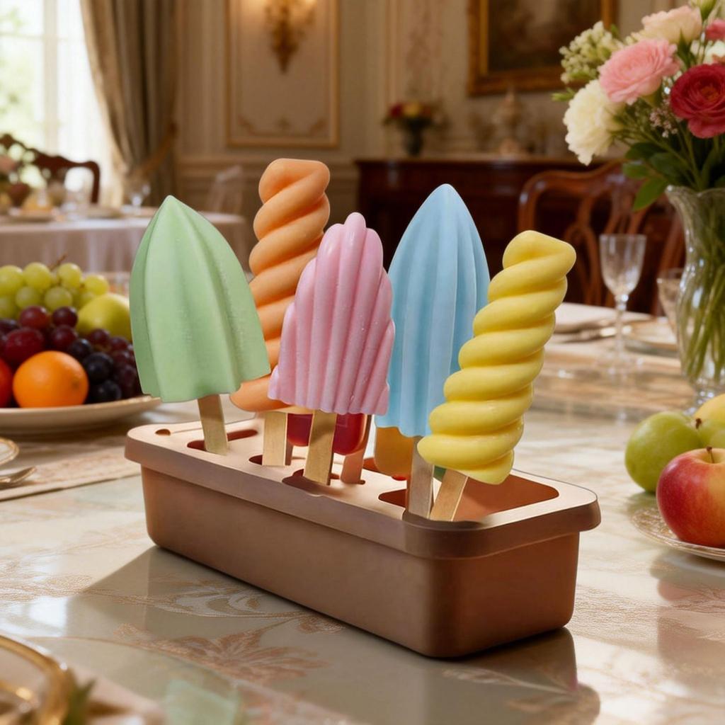 Sanxin 6-Spiral Silicone Mold for Homemade Ice Cream Popsicles
