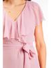 Asymmetrical Chiffon Dress with Ruffles, Powder Pink S