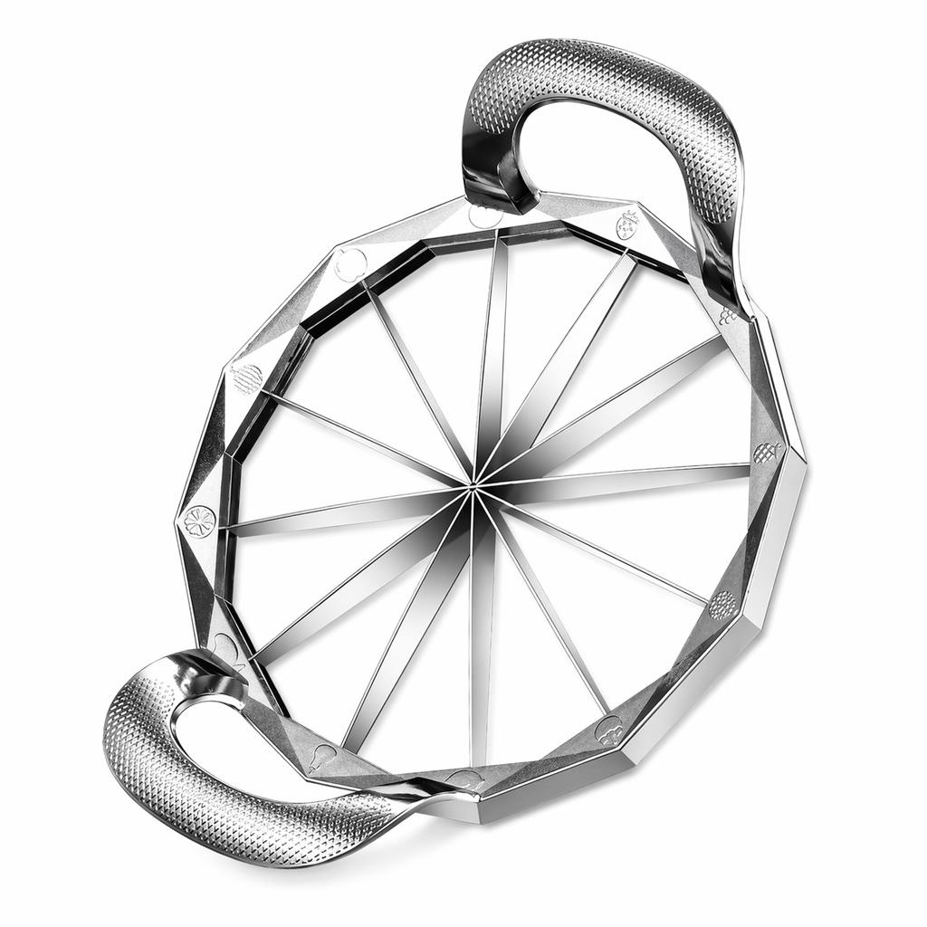 Stainless Steel Fruit Slicer Cutter for Watermelon Melon 12-Slice Divider with Dual Handles Durable Kitchen Tool for Even Fruit Pieces