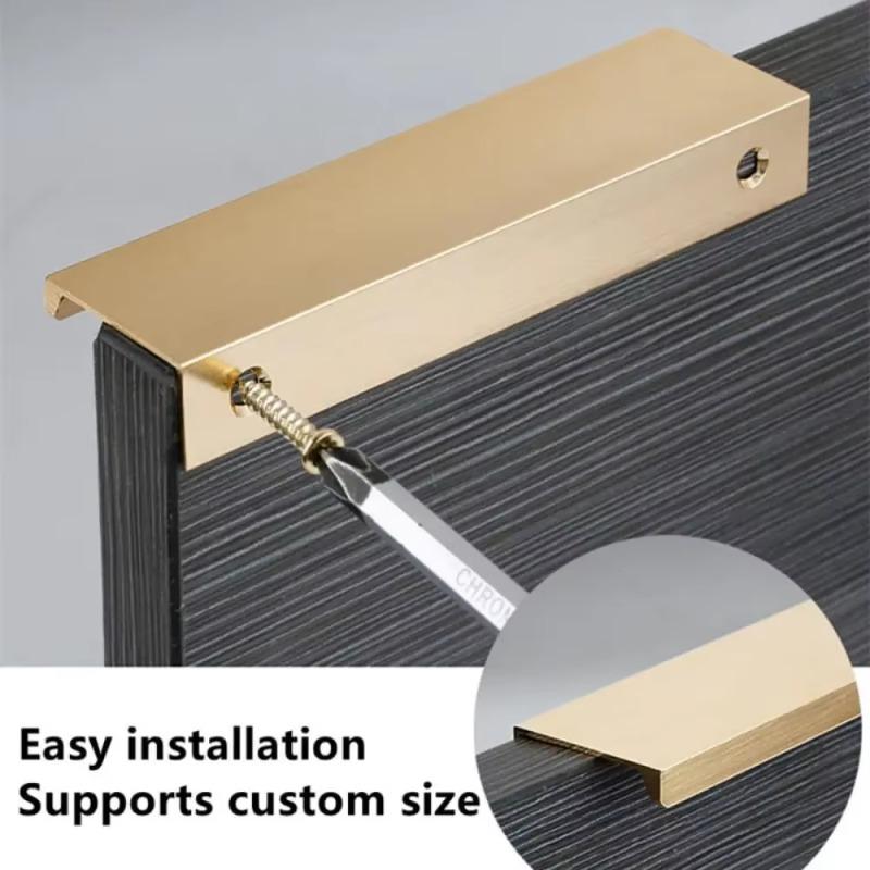 6/1Pcs Furniture Handle Brushed Household Gold Silver Matte Black Lacquer White Hidden Cabinet Handles Arc Aluminum Edge Sealing
