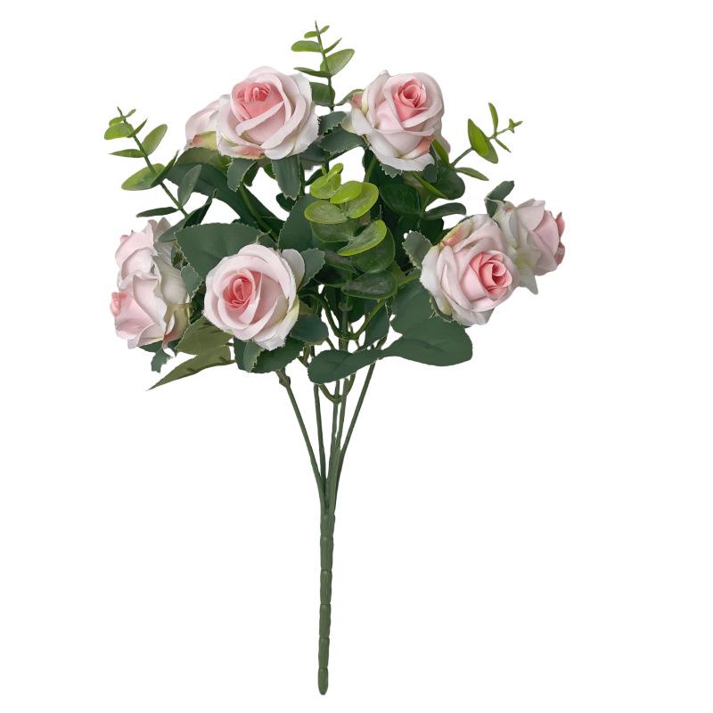 Realistic Eucalyptus and Small Rose Artificial Flowers for Living Room Decoration