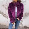 Women's High Neck Long Sleeve Faux Fur Jacket Loose Casual Streetwear Zip Up Coat