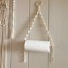 Nordic Wooden Stick Toilet Paper Holder Wall Hanging Hand-woven Tapestry Macrame Kitchen Bathroom Towel Rack Decoration
