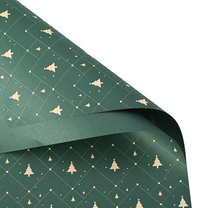 10 Sheets Christmas Wrapping Paper Kraft Paper Christmas Tree Snowflake Pattern Gift Wrapping Paper Bouquet Wrapping Paper
