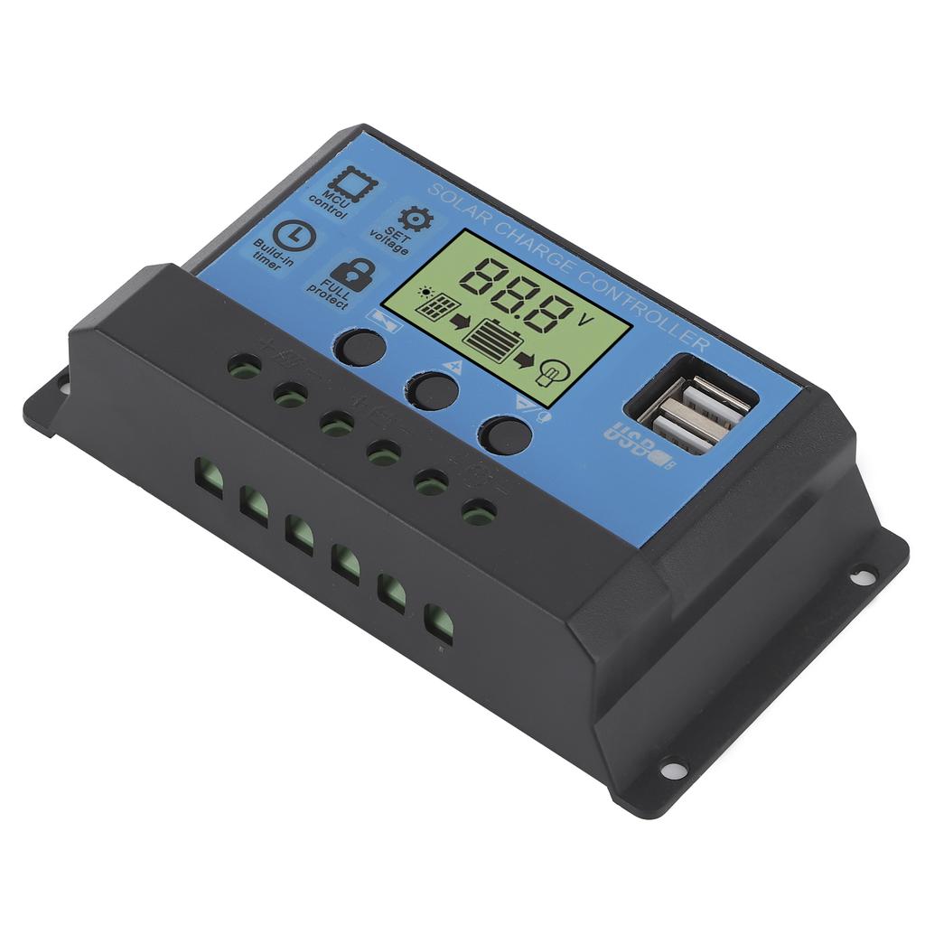 12V 24V Solar Charge Discharge Controller PWM LCD Display Dual USB Output Regulator for Home Industrial Car20A