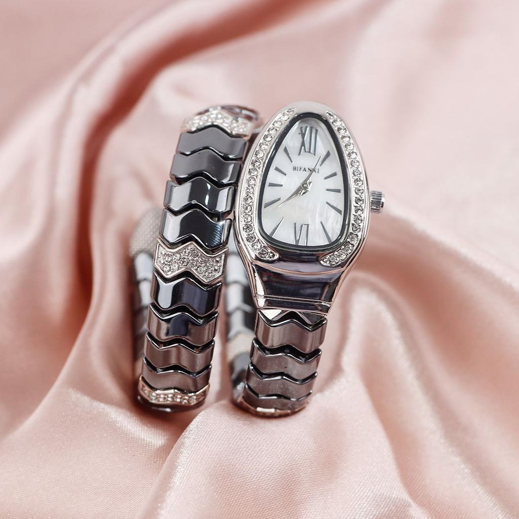 Fashion Black Snake Hot Sell Quartz Watches Women's Full Diamond Steel Strap Watch For Women Bling Unique Luxury Clock Relogio