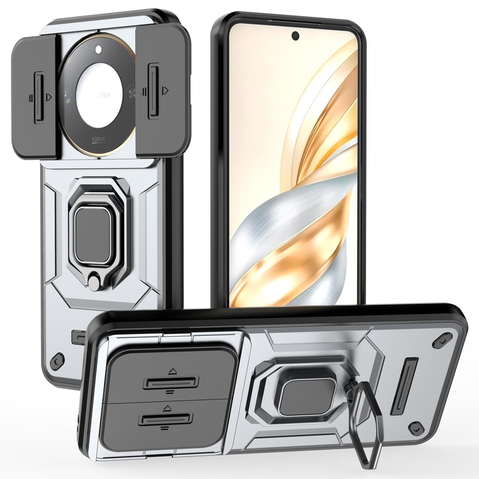 

For Honor X60 5G Case PC+TPU Kickstand Phone Protector with Lens Cover A