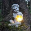 Solcellsdrivna Trädgårdsstatyer Utomhus Trädgård Barn Pojke Flicka Staty Utomhus Skulptur