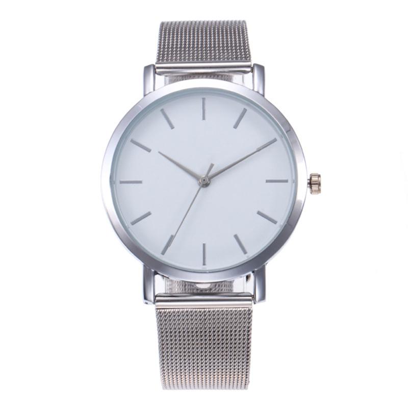 Reloj analógico de cuarzo Simple de marca de lujo para hombres y mujeres informales relojes de pulsera con banda de acero inoxidable