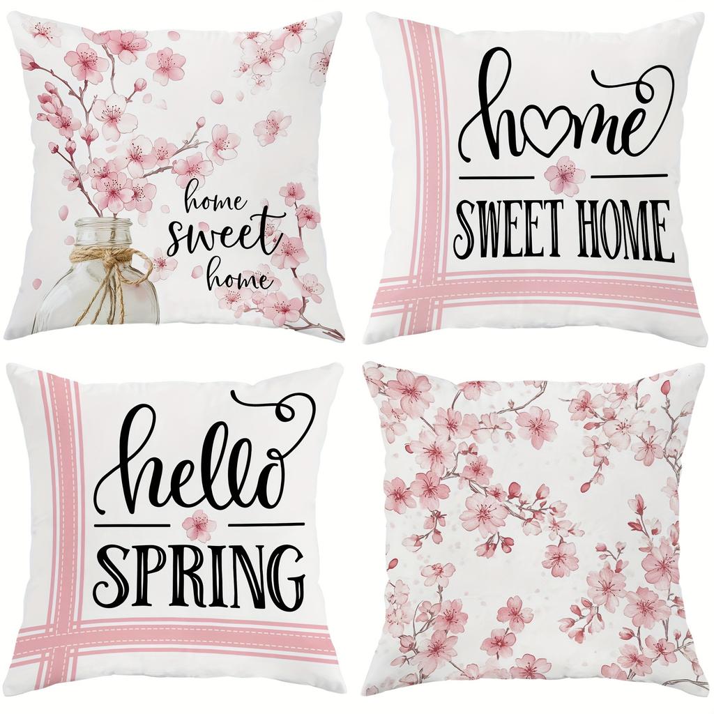 Enchanting Sakura - Themed Pillow Cover: Welcome Spring & Embrace Sweet Home Sofa Bed Cushion Cover Home Room Decoration