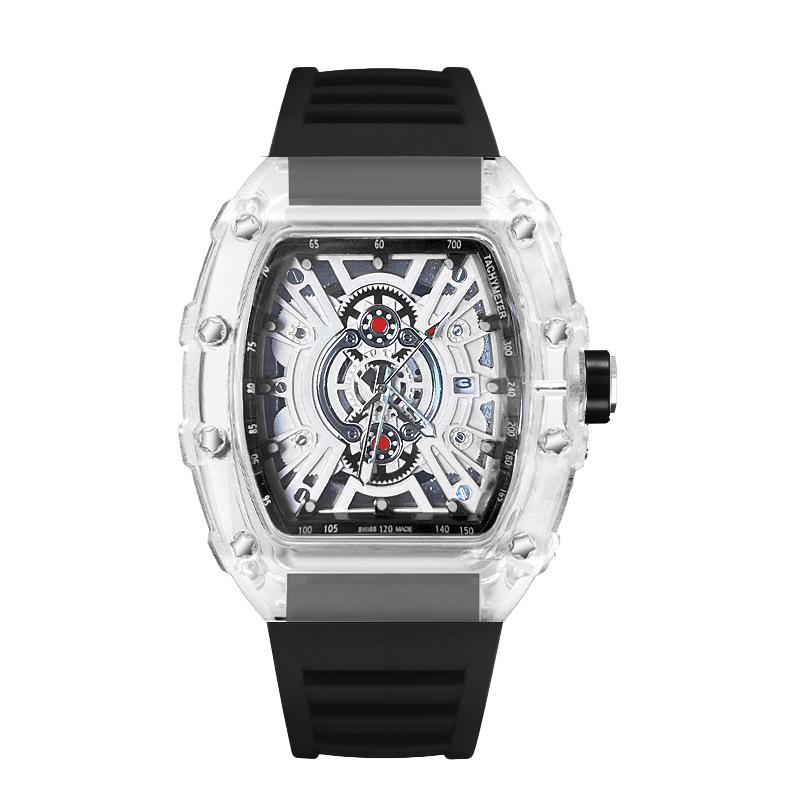 Lässige Mode High-End Automatische Quarz Hohl Luminous Wasserdichte Tonnenförmige 1703 Herrenuhr