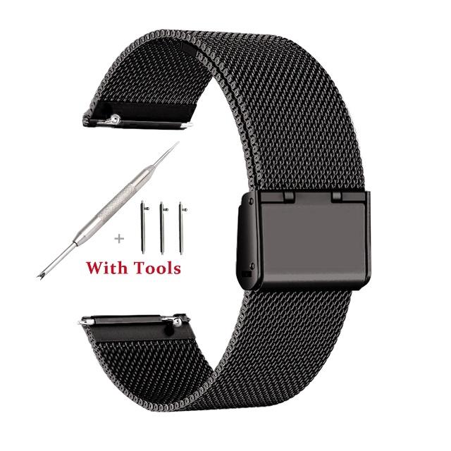 18mm 20mm 22mm 24mm Width Quick Release Full Stainless Steel Watchband Wristwatch Universal Flat Head Watch Strap Accessories